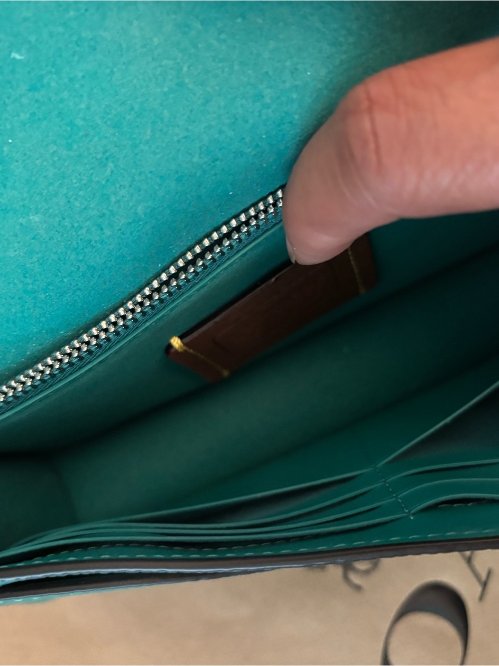 Coach Turquoise Leather C-Logo Chain Crossbody - Picture 6 of 11